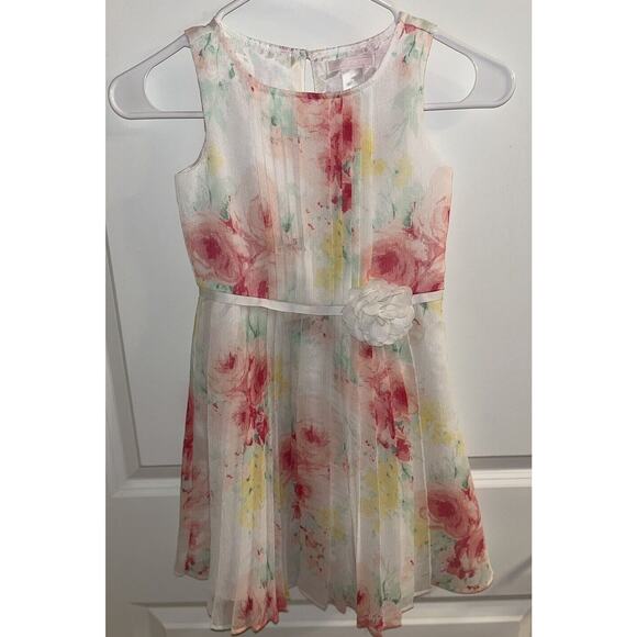 Janie And Jack Girls Pink And White Floral Sleeveless Sunday Dress Size 6 - Picture 10 of 14